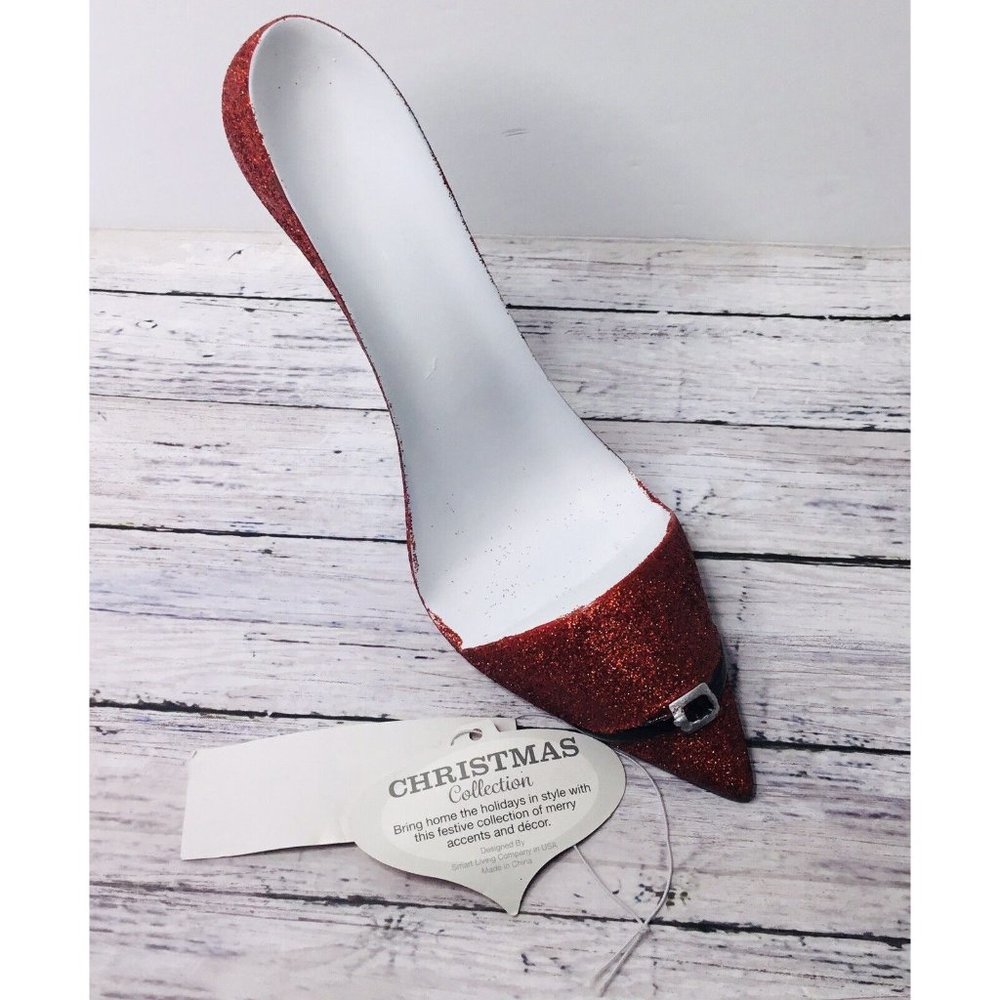 Stylish Sparkle Red Polyresin Chic High Heel Shoe Phone Holder Home Decor
